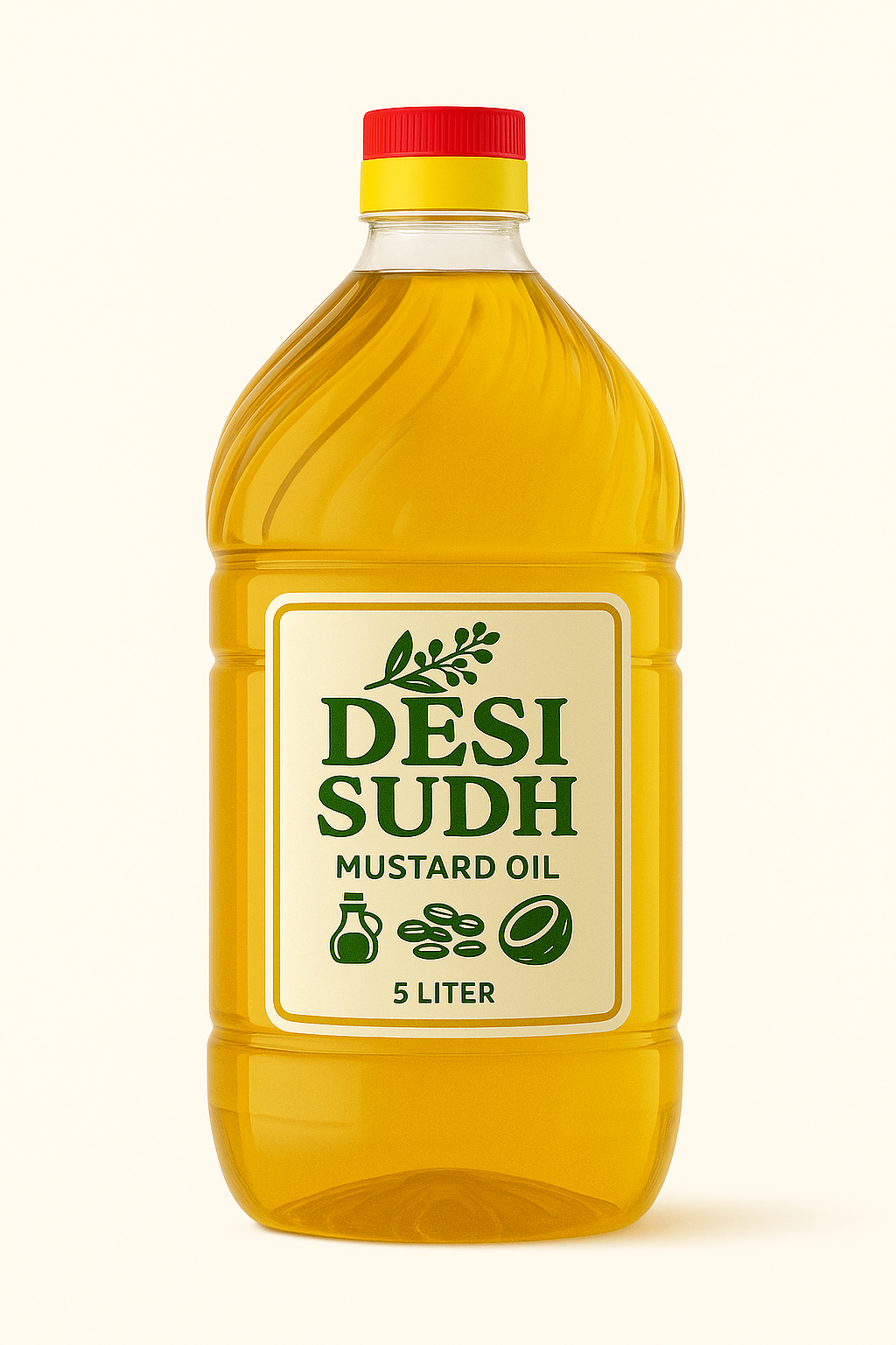 Desi Sudh 5L Pure Mustard Oil | Kachi Ghani Cold Pressed | Family Pack for Daily Use